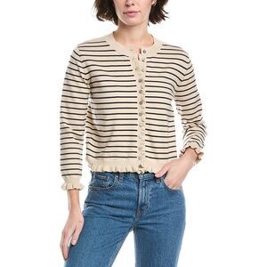 Lyra & Co Womens  Stripe Cardigan, Tan